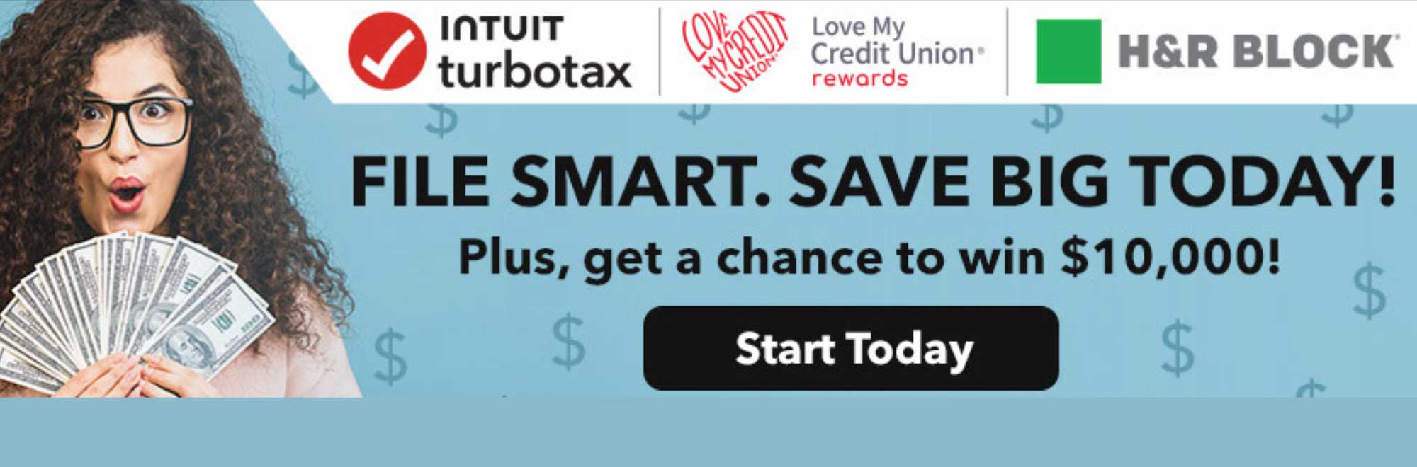 Save on TurboTax and H&R Block through Love My Credit Union Rewards, and get a chance to win $10000.