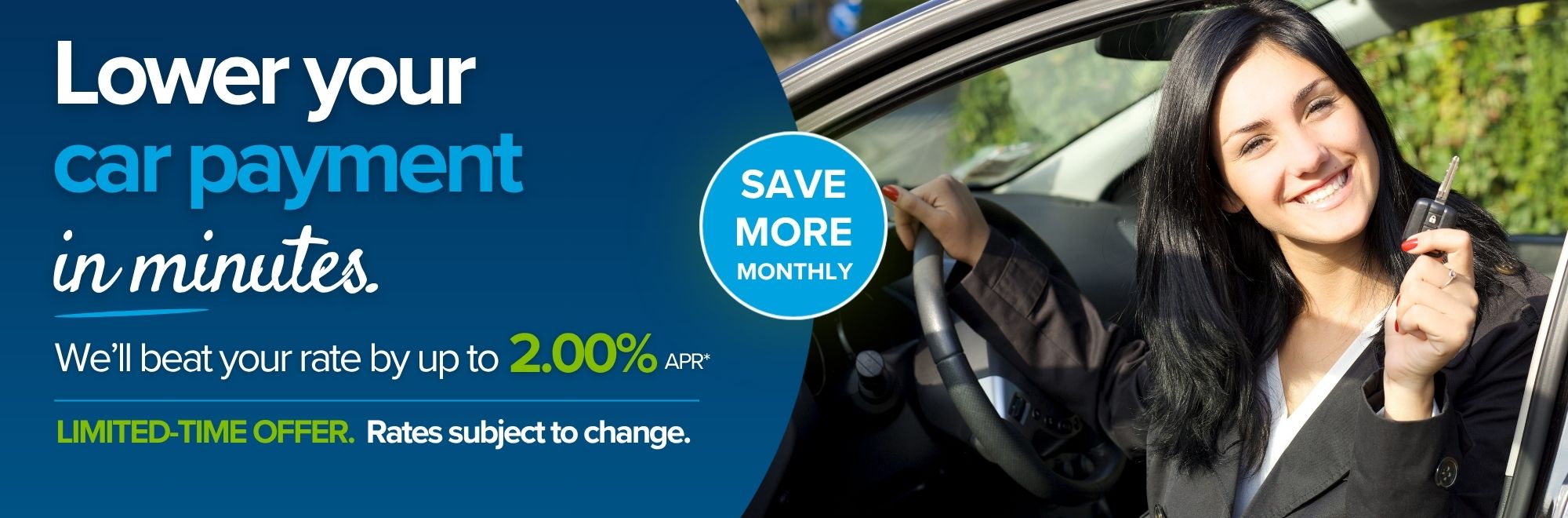 woman in car with keys on hand 