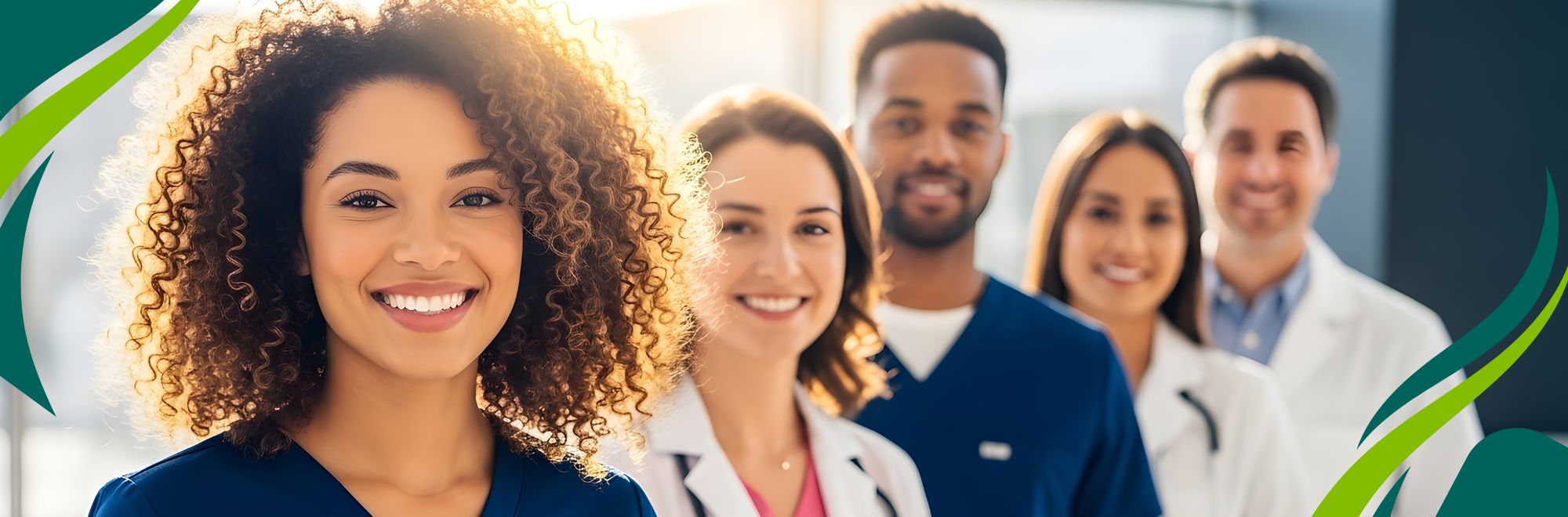 Hospital Employees looking at camera smiling