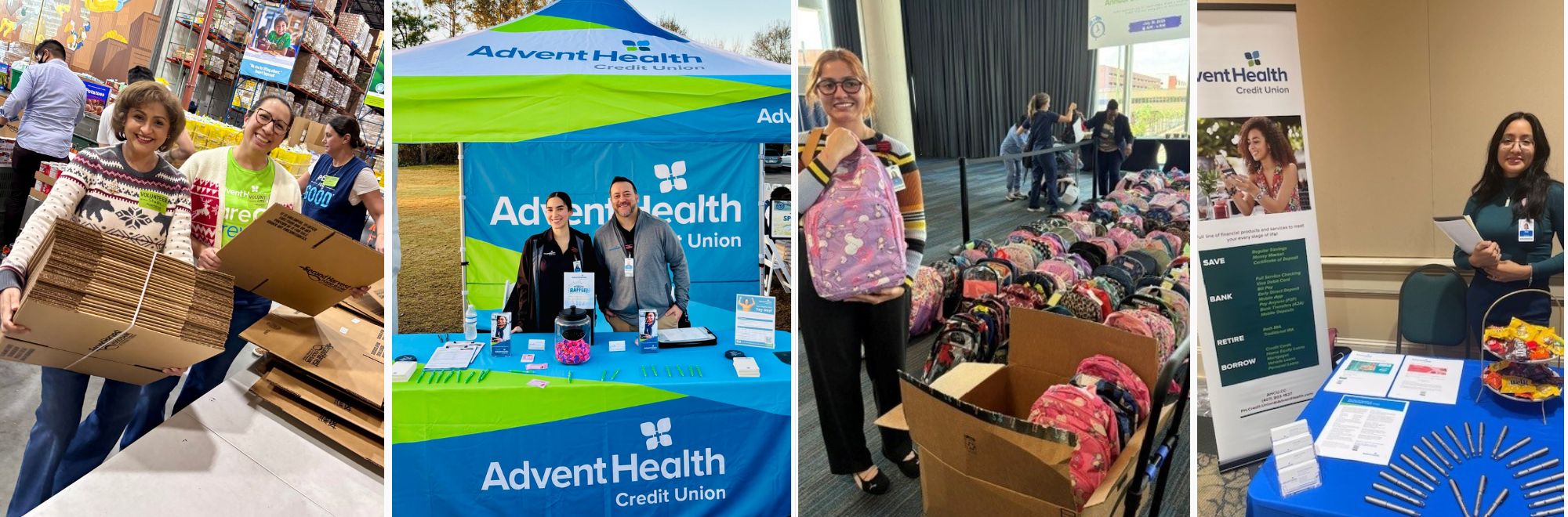 Photos of Employees on the community doing volunteer, events and donations