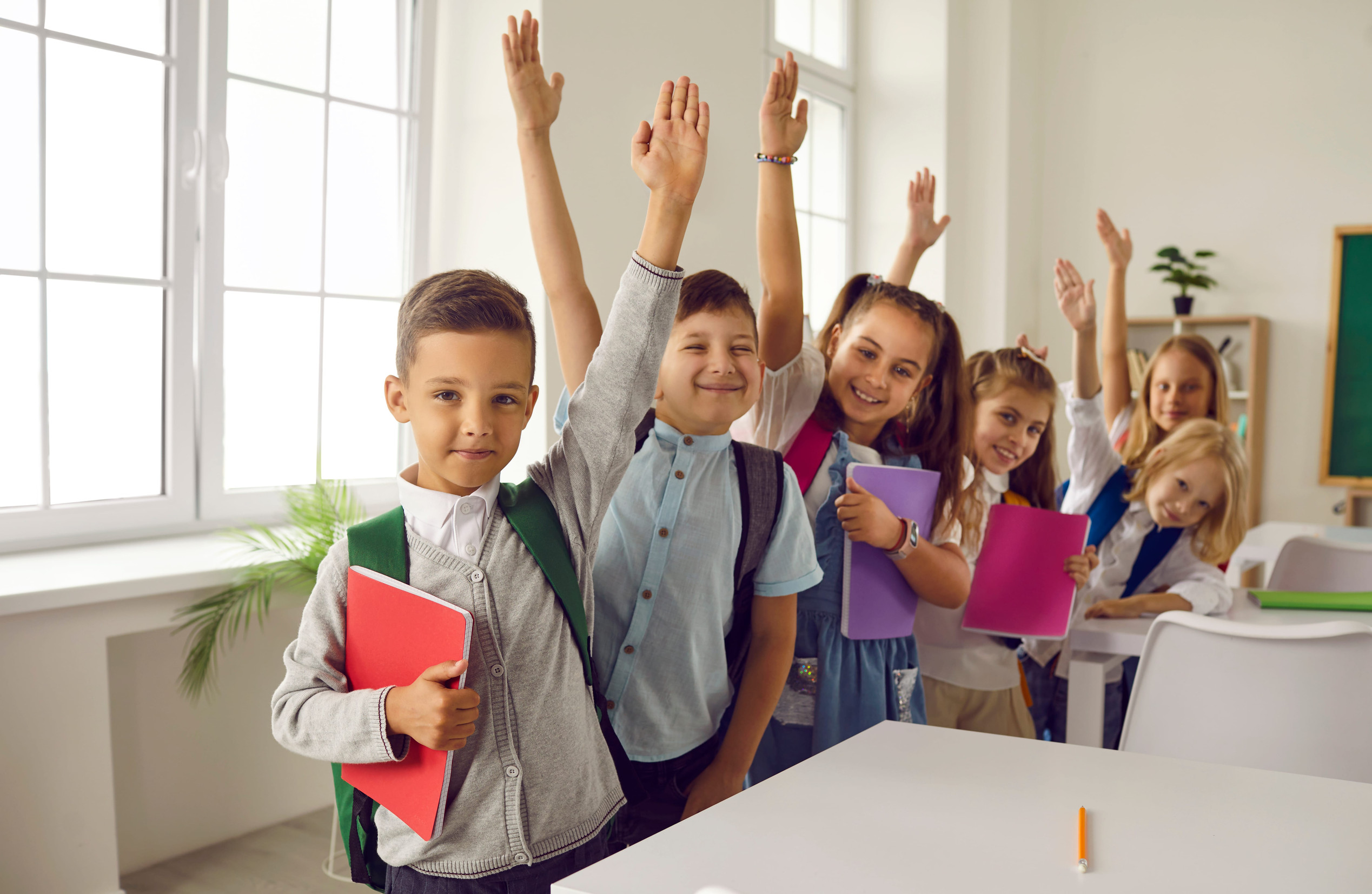 school children ready for class