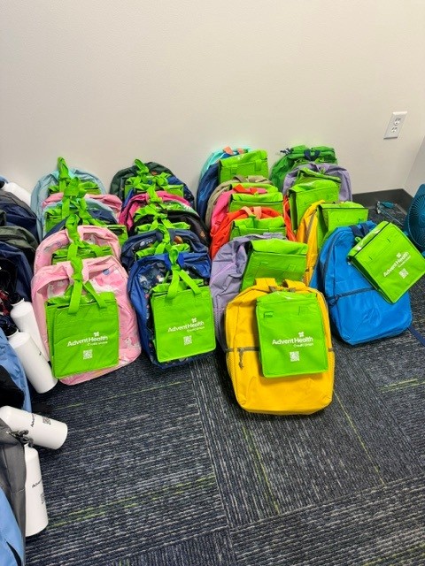 backpacks on the floor